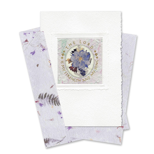 Lilac Oval-Framed Larkspur Scripture Card