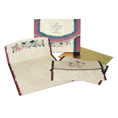 Ruby Trim Floral Postal Note Cards Image